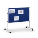 Mobilní informační tabule, sklopná, modrá látka, 1200 x 1500 mm