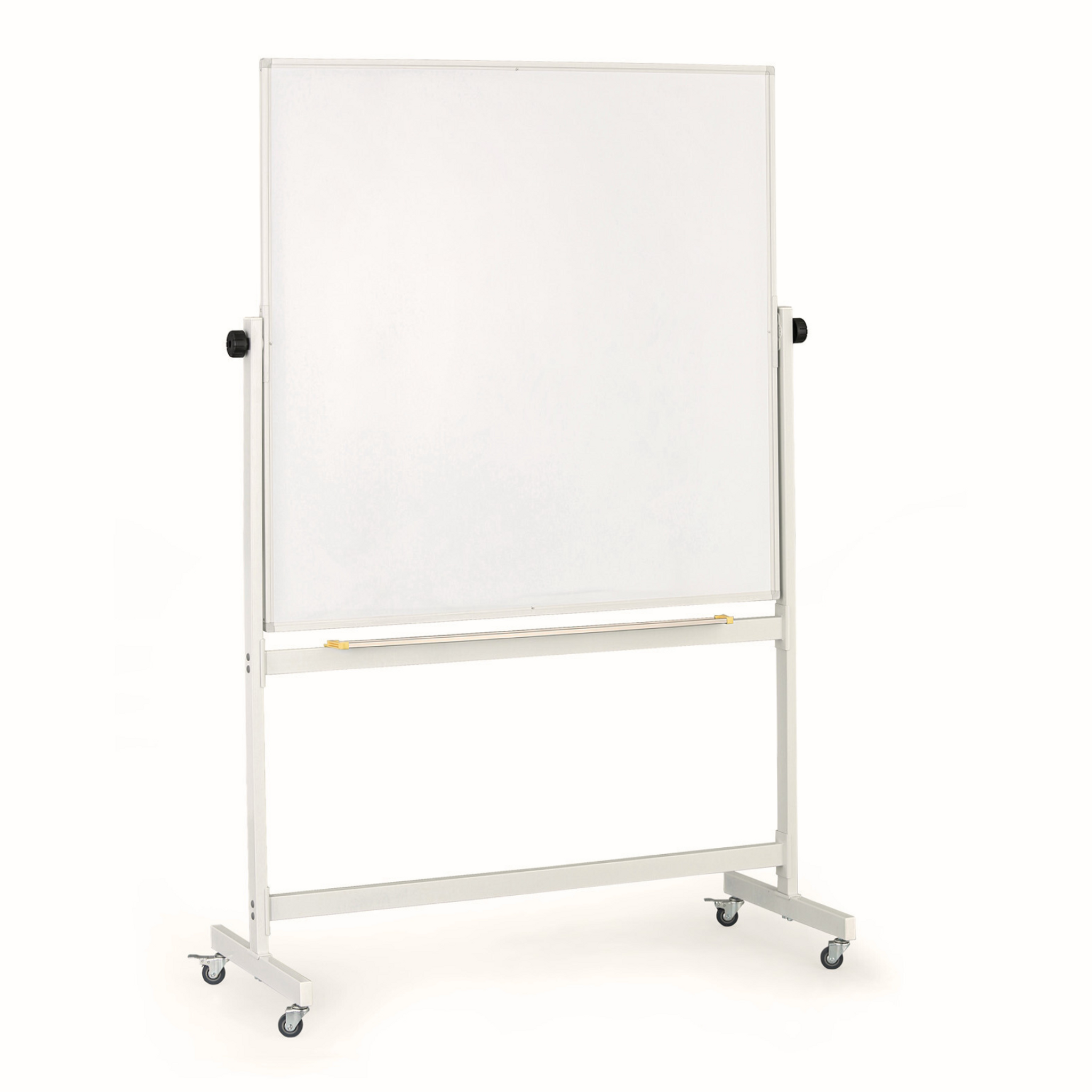 Mobilní otočná magnetická tabule, keramický povrch, 1200 x 1200 mm