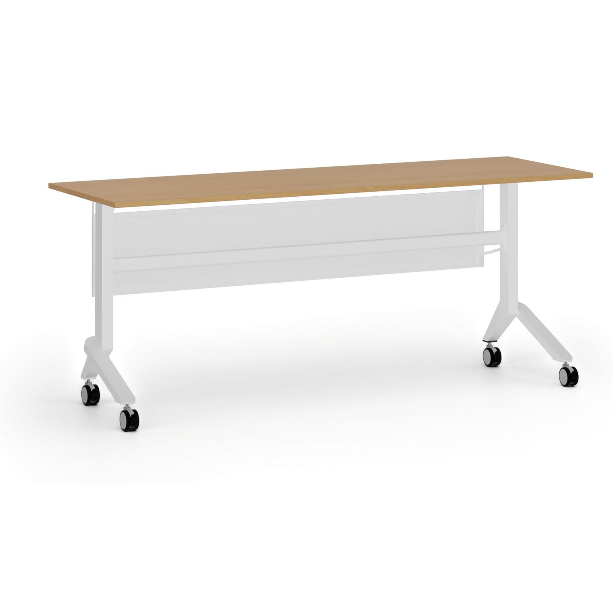 Mobilní stůl PRIMO MOVE, 180x60 cm, bílá podnož, buk