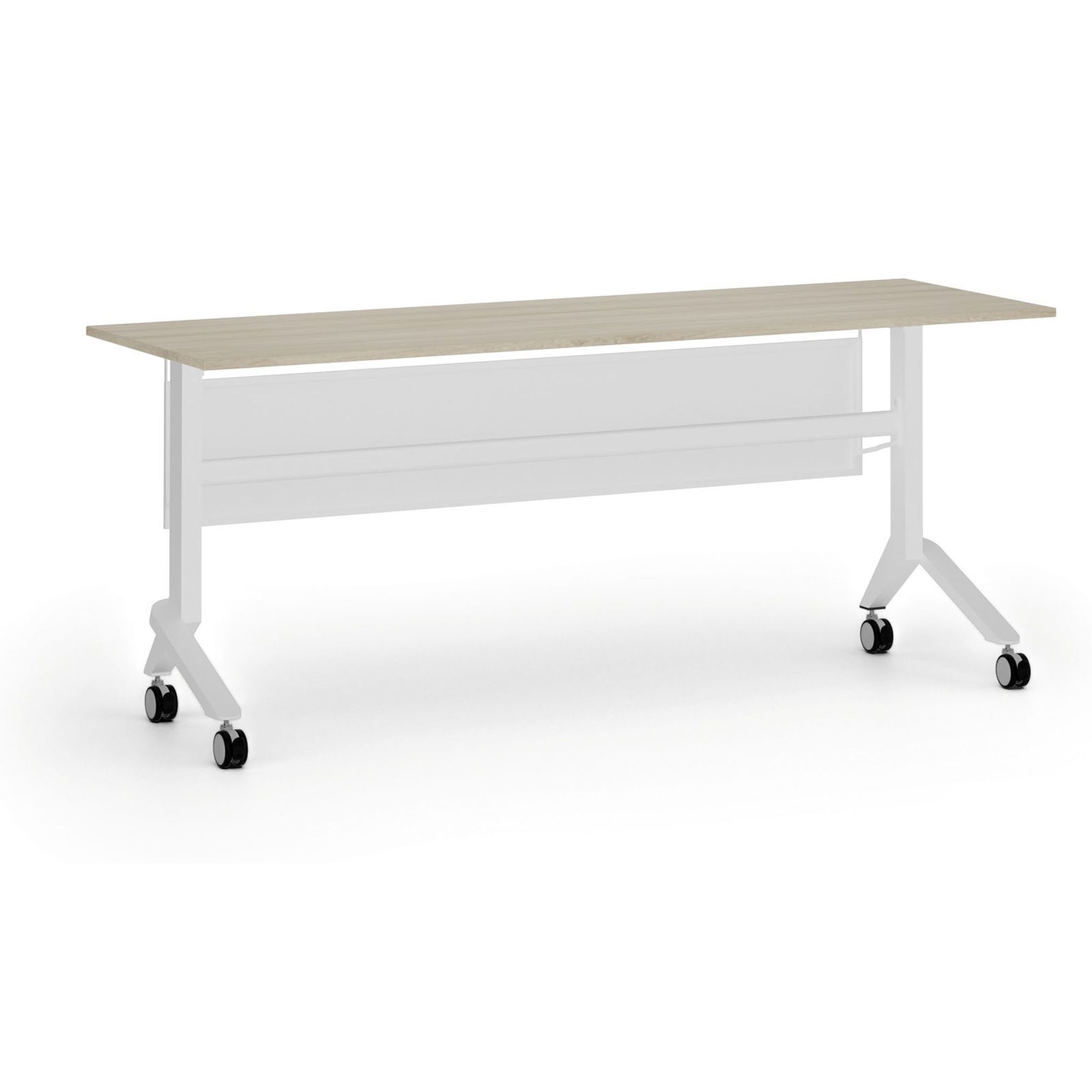 Mobilní stůl PRIMO MOVE, 180x60 cm, bílá podnož, dub přírodní