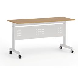 Mobilny stół PRIMO MOBI, 1400 x 600 mm, podstawa biała, buk