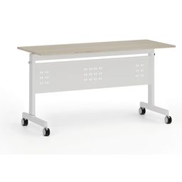 Mobilny stół PRIMO MOBI, 1400 x 600 mm, podstawa biała, dąb naturalny