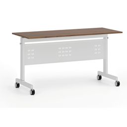 Mobilny stół PRIMO MOBI, 140x60 cm, biała podstawa, orzech
