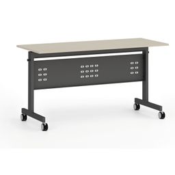 Mobilny stół PRIMO MOBI, 140x60 cm, czarna podstawa, brzoza