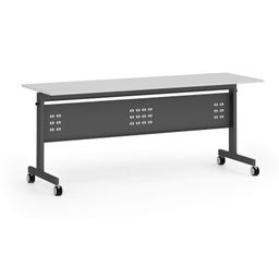 Mobilny stół PRIMO MOBI, 180x60 cm, czarna podstawa, biały