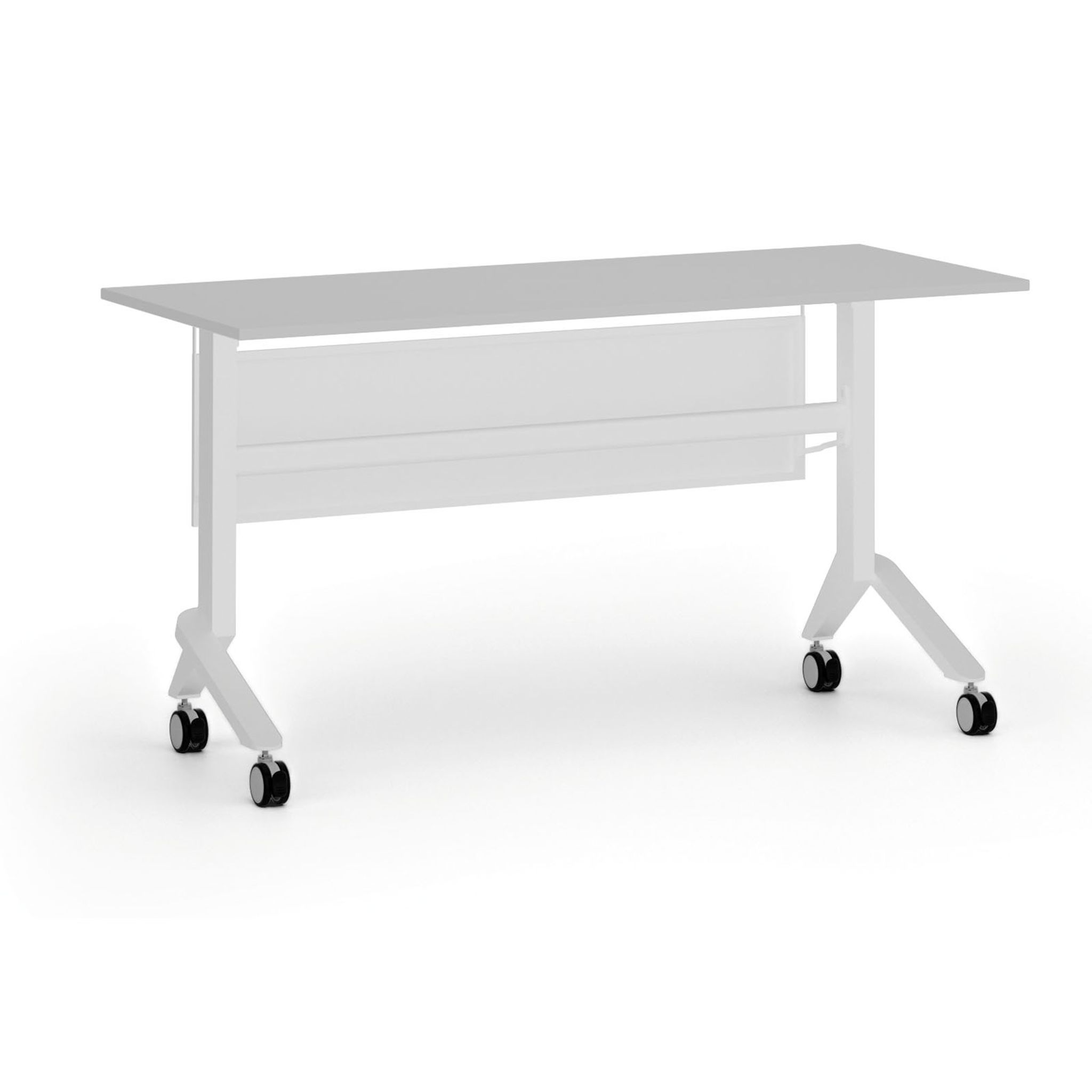 Mobilny stół PRIMO MOVE, 140x60 cm, biała podstawa, szary