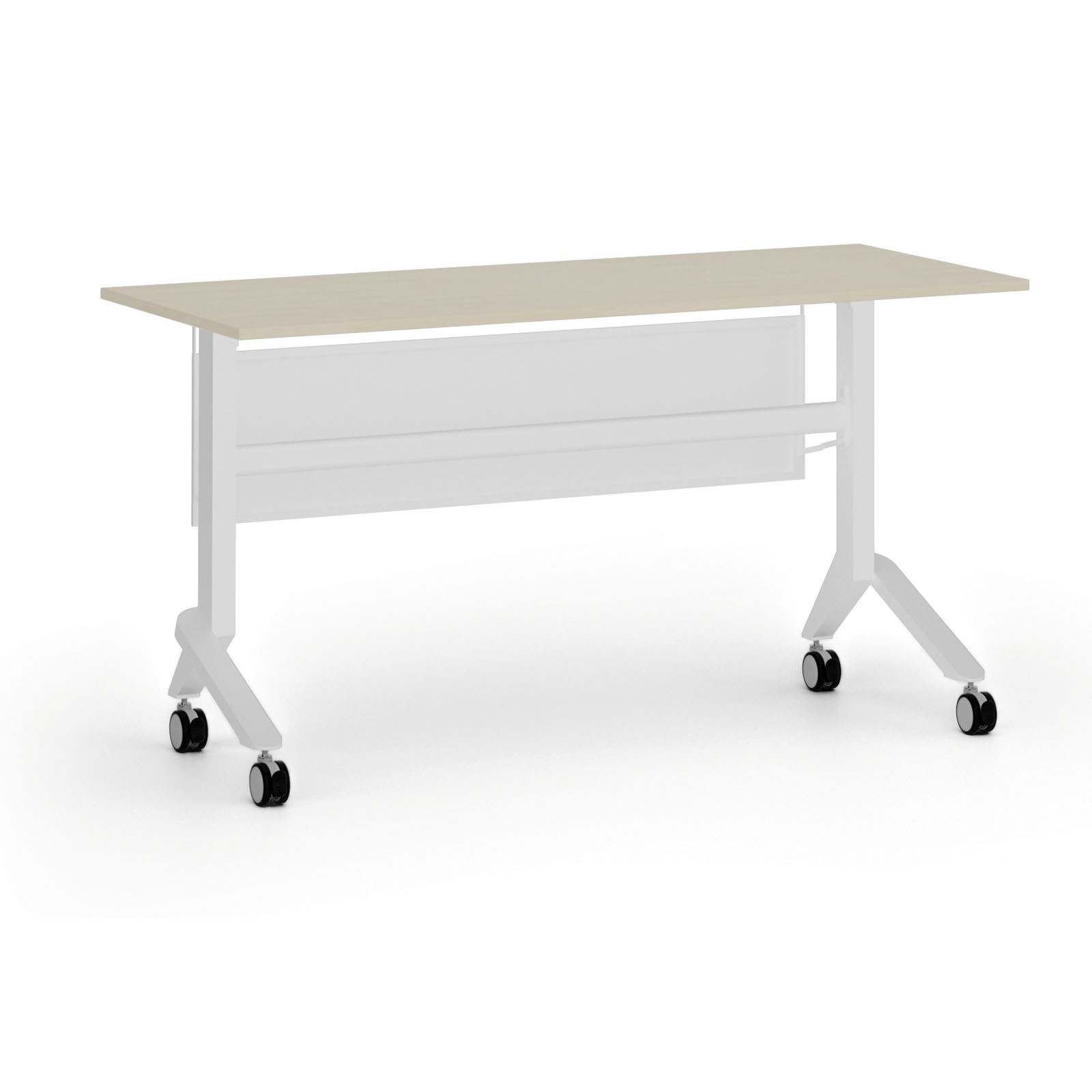 Fotografia produktu: Mobilný stôl PRIMO MOVE, 140x60 cm, biela podnož, breza