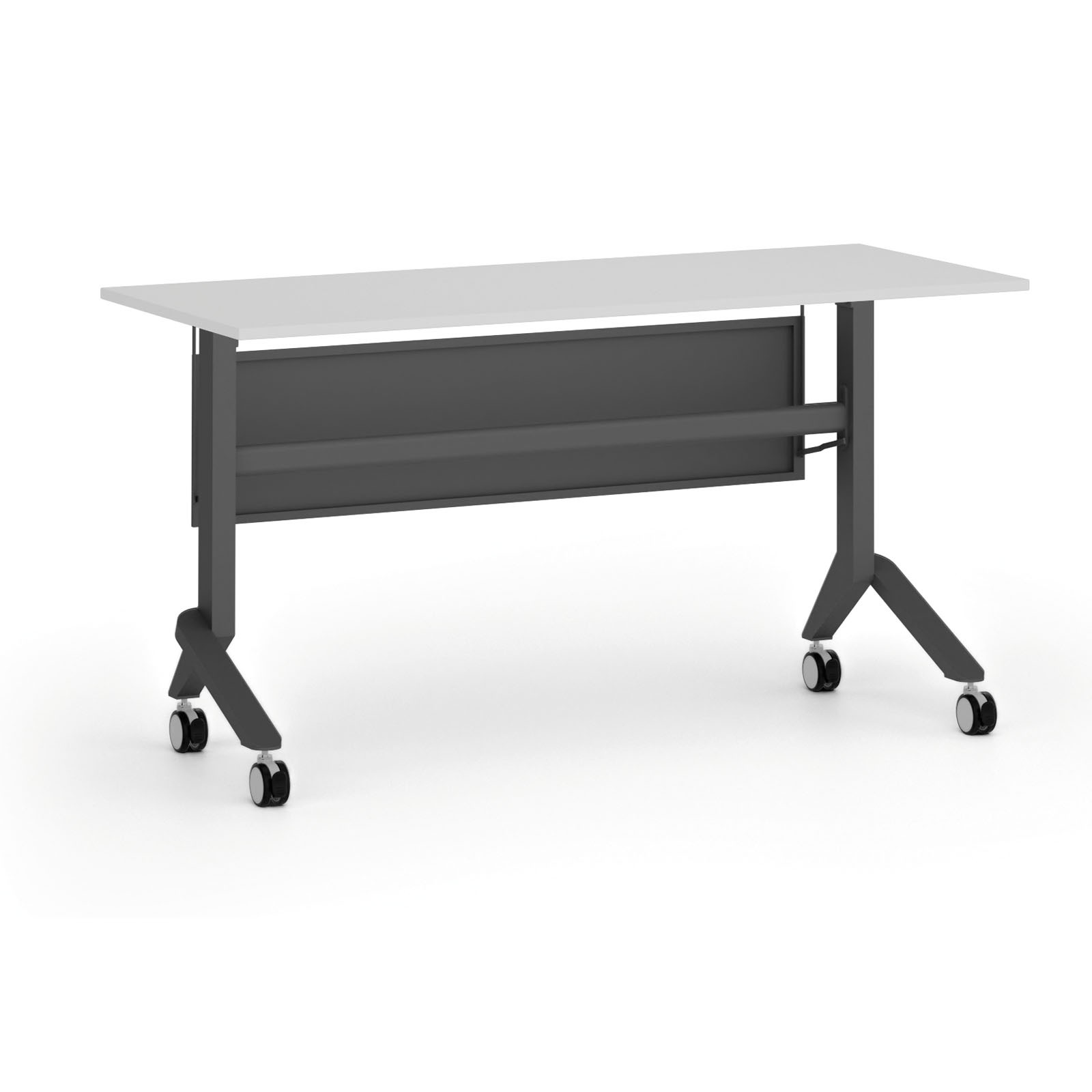 Fotografia produktu: Mobilný stôl PRIMO MOVE, 140x60 cm, čierna podnož, biela
