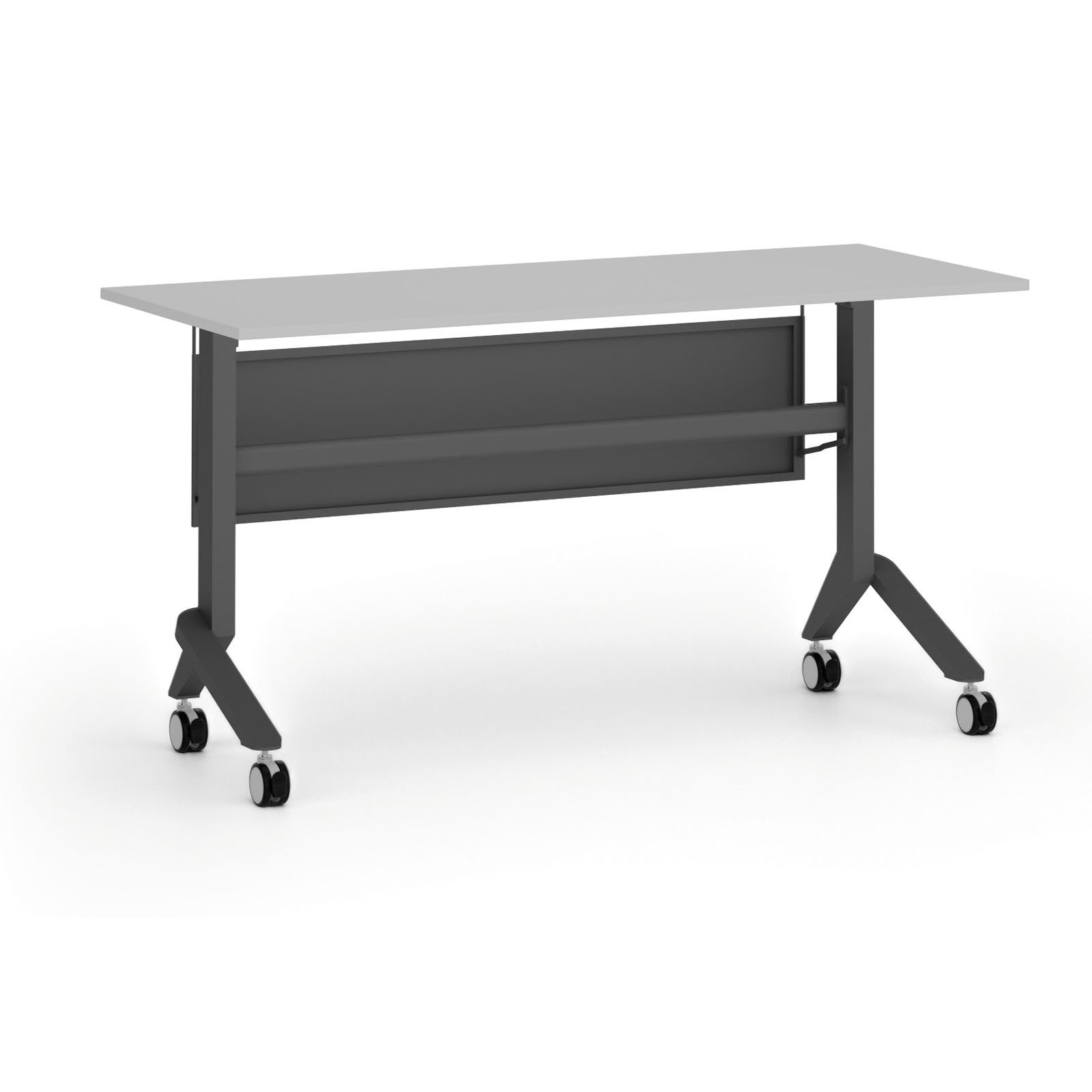Fotografia produktu: Mobilný stôl PRIMO MOVE, 140x60 cm, čierna podnož, sivá