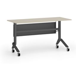 Mobilny stół PRIMO MOVE, 140x60 cm, czarna podstawa, brzoza