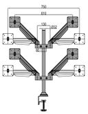 Monitorhalter hinten der Tischplatte, 4 Monitoren