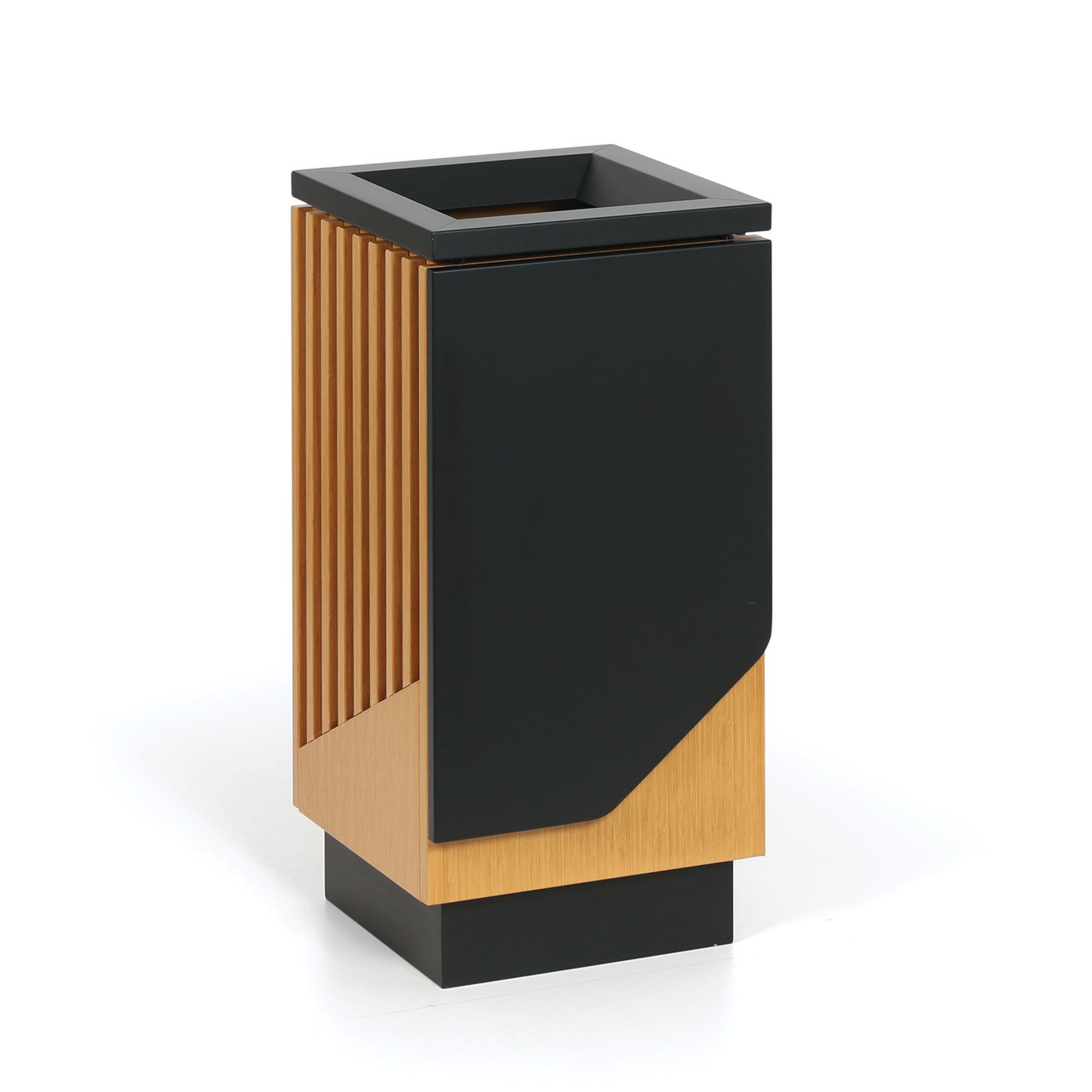 Mülleimer 49 l, Schwarz/Holzimitat