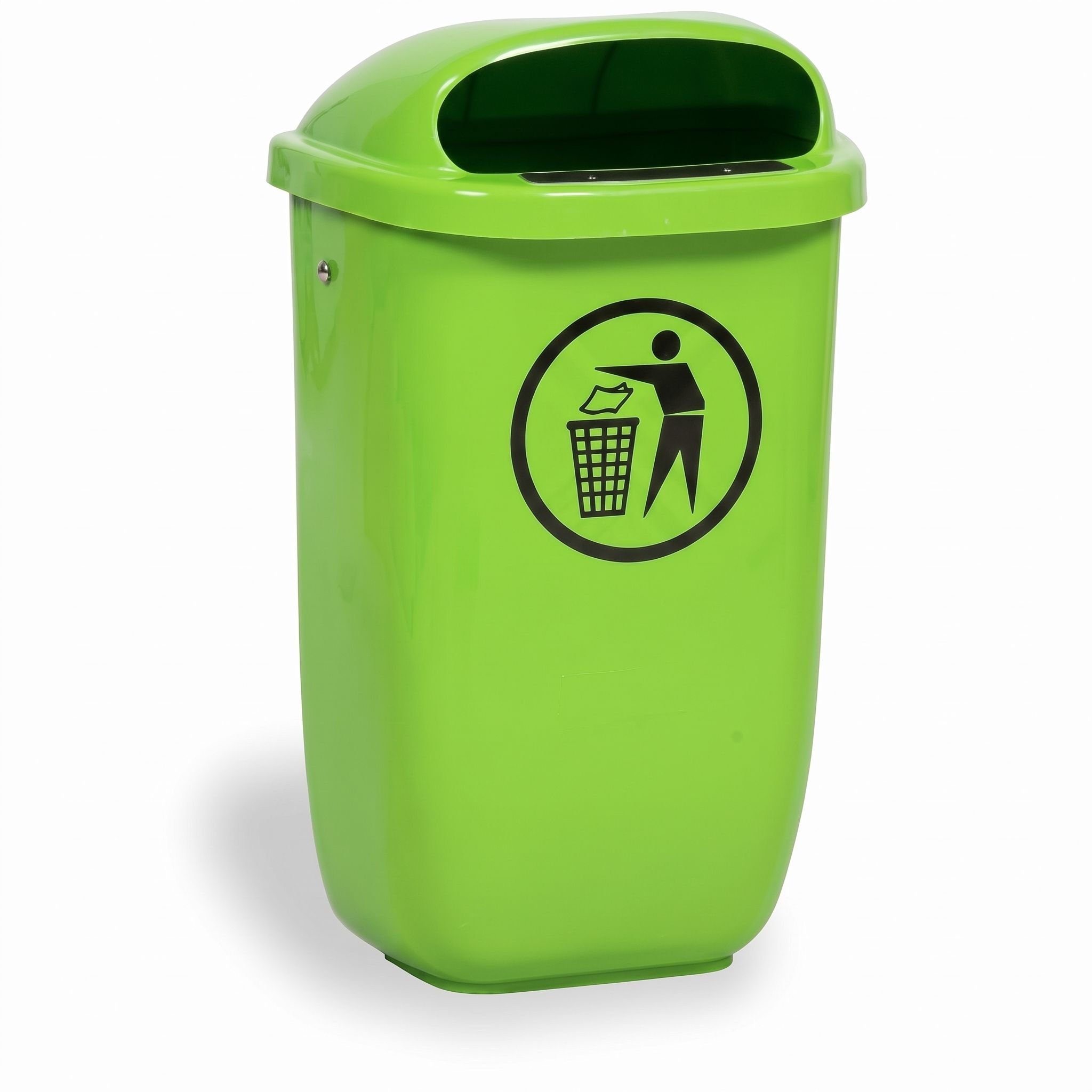 Mülleimer an Pfosten für draußen, 50 l, 425 x 320 x 780 mm, hellgrün