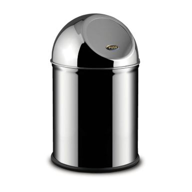 Mülleimer aus Edelstahl 8 l, selbstschließend Deckel, Edelstahl glänzend