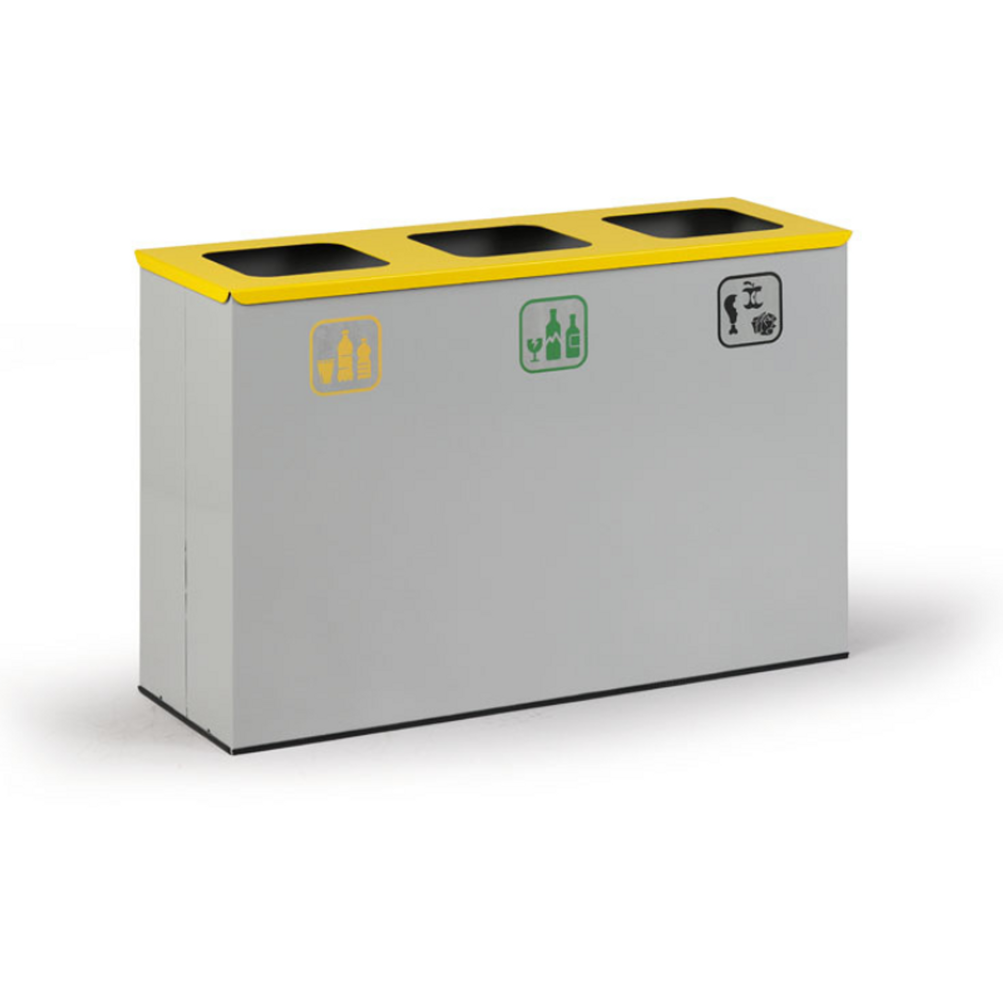 Mülleimer für mülltrennung, Sackständer, grau/gelb, 3x 42 l