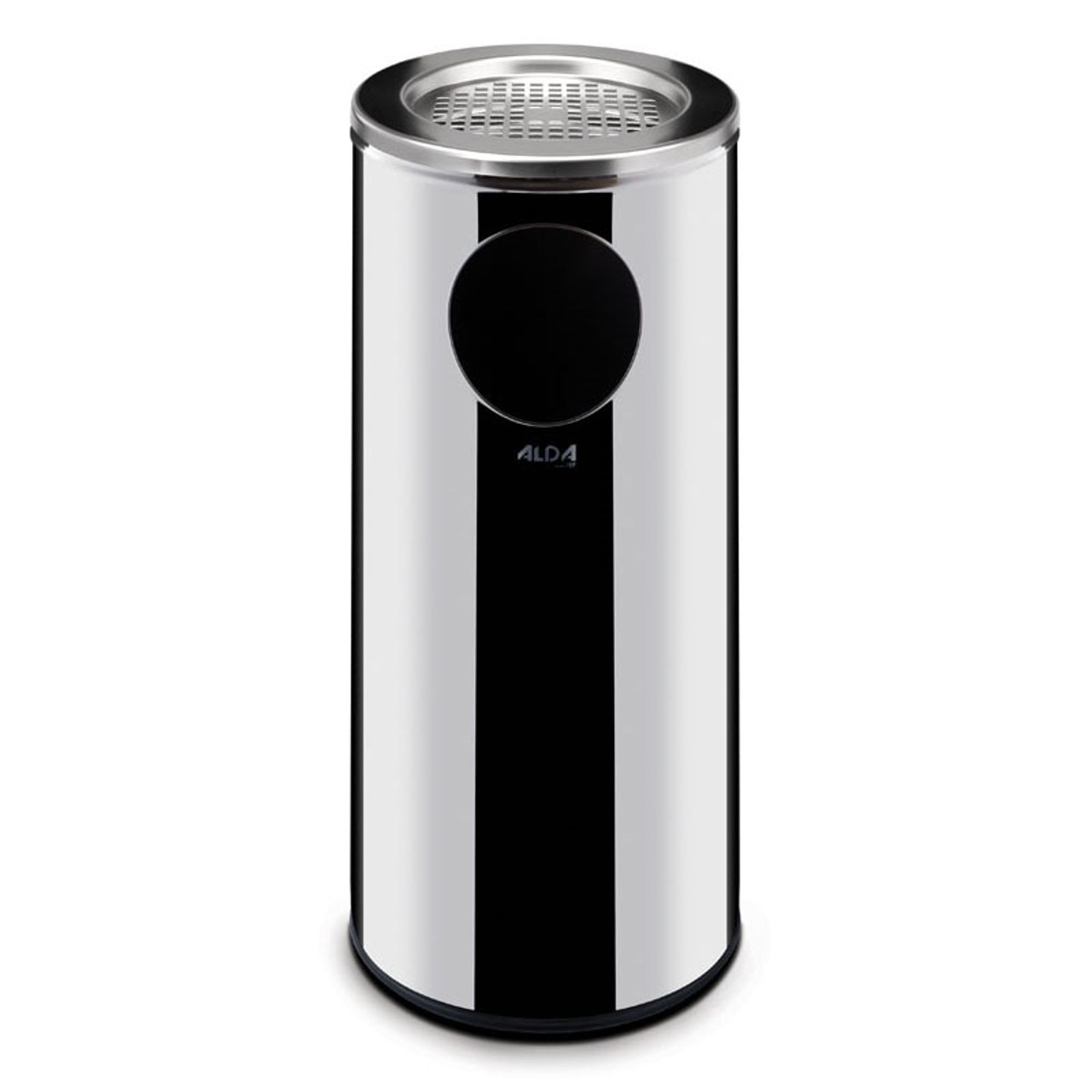 Mülleimer mit Aschenbecher für draußen, 34 l, Edelstahl glänzend