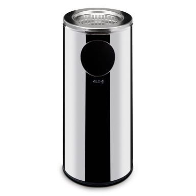 Mülleimer mit Aschenbecher für draußen, 34 l, Edelstahl glänzend