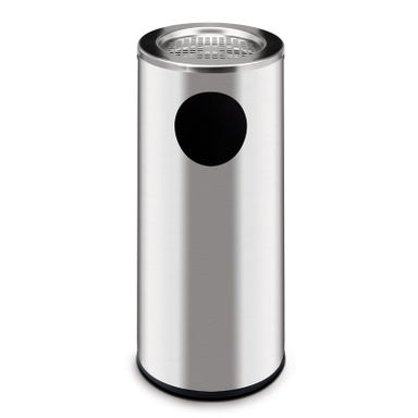 Mülleimer mit Aschenbecher für draußen, 34 l, Edelstahl matt