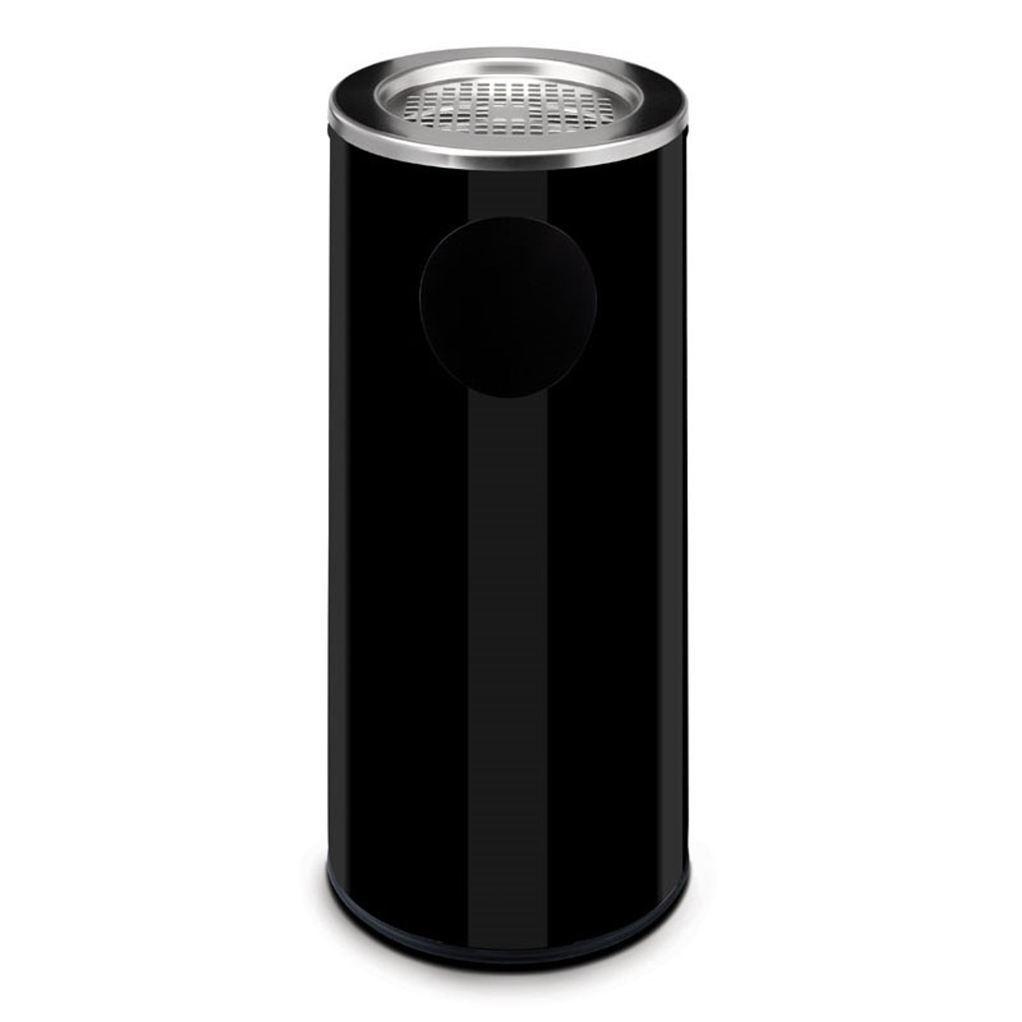 Mülleimer mit Aschenbecher für draußen, 34 l, schwarz lackiert