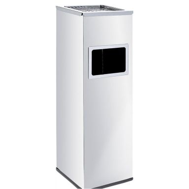 Mülleimer mit Aschenbecher und Innenbehälter für draußen, 22 l, Edelstahl matt