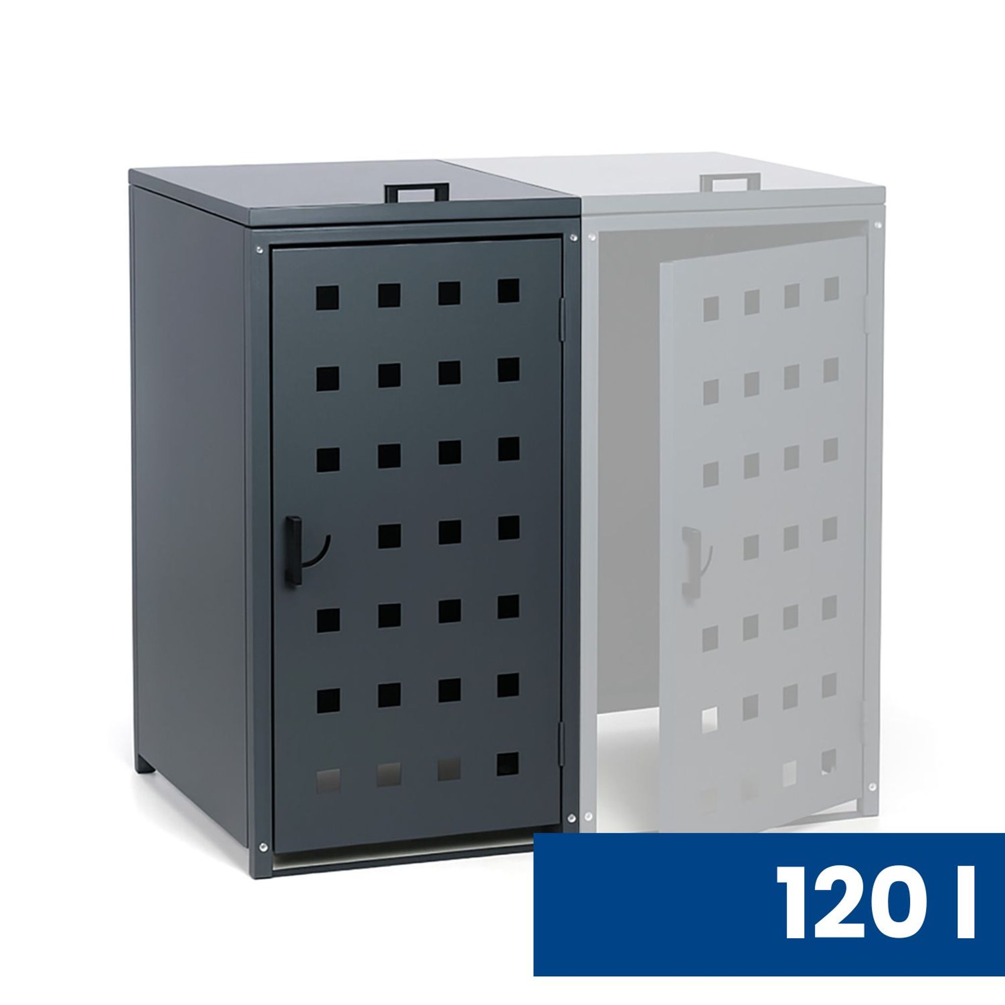 Mülltonnenbox mit Volumen bis 120 l, 114 x 57 x 62,3 cm, Anbau, grau