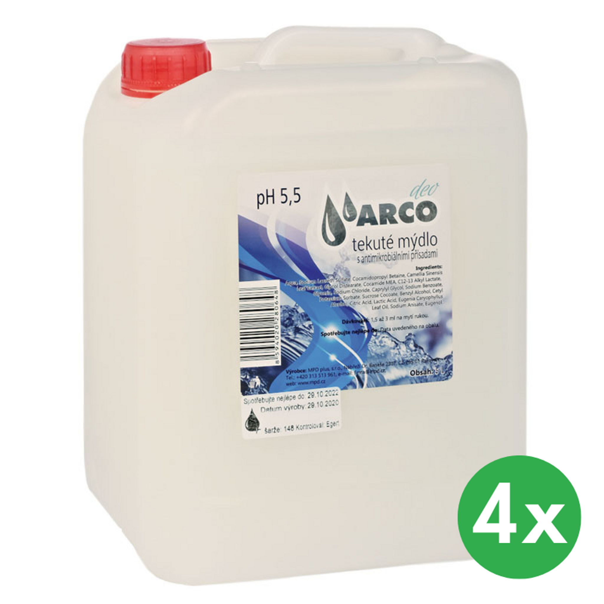 Mydło antybakteryjne ARCO DEO, opakowanie 4x 5 L