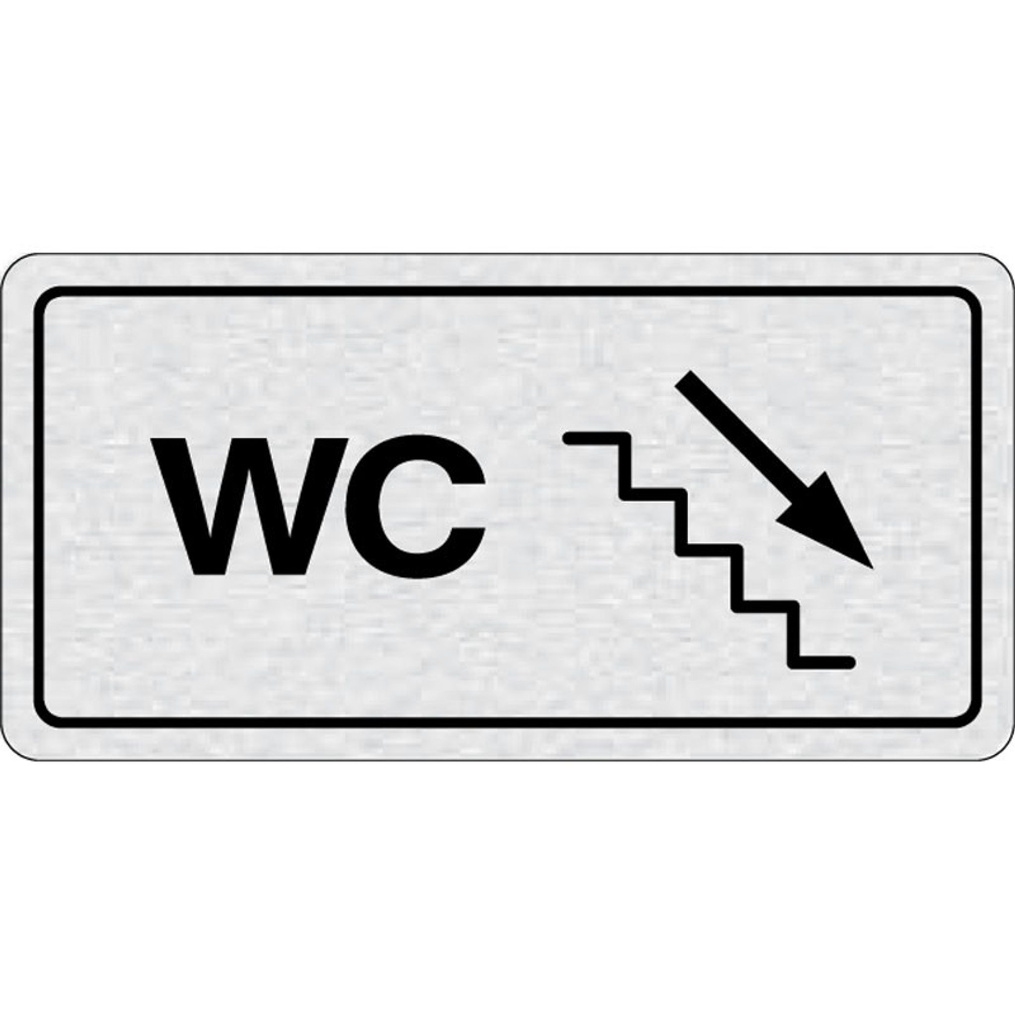 Nalepovací cedulka na dveře - WC doprava po schodech dolů