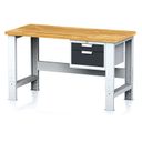 Nastaviteľný dielenský stôl MECHANIC I, závesný box na náradie, 2 zásuvky, 1500x685x700-1055 mm, antracitové dvere