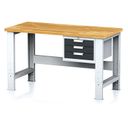 Nastaviteľný dielenský stôl MECHANIC I, závesný box na náradie, 3 zásuvky, 1500x685x700-1055 mm, antracitové dver