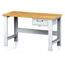 Nastavitelný dílenský stůl MECHANIC I ,závěsný box na nářadí, 1 zásuvka, 1500x685x700-1055 mm, šedé dveře