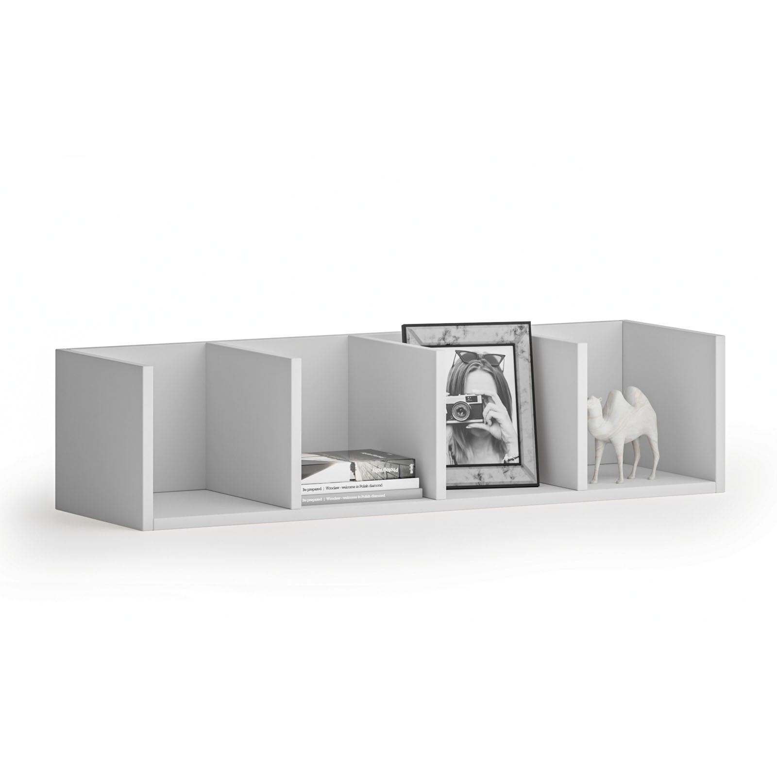 Fotografia produktu: Nástenná polica PRIMO so 4 oddielmi, 1000 x 310 x 250 mm, sivá