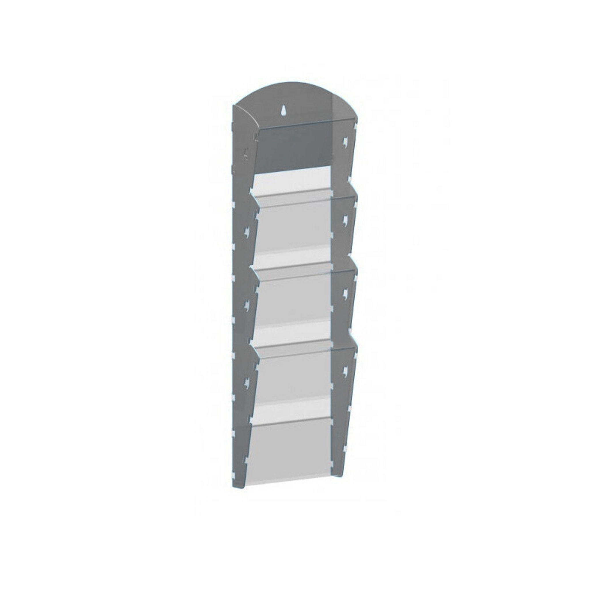 Nástěnný plastový zásobník na prospekty - 1 x 4 A5, šedý
