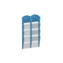 Nástenný plastový zásobník na prospekty - 2 x 4 A4, modrý