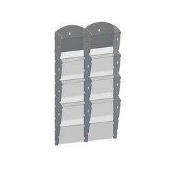 Nástěnný plastový zásobník na prospekty - 2 x 4 A4, šedý