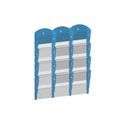 Nástěnný plastový zásobník na prospekty - 3 x 4 A5, modrý