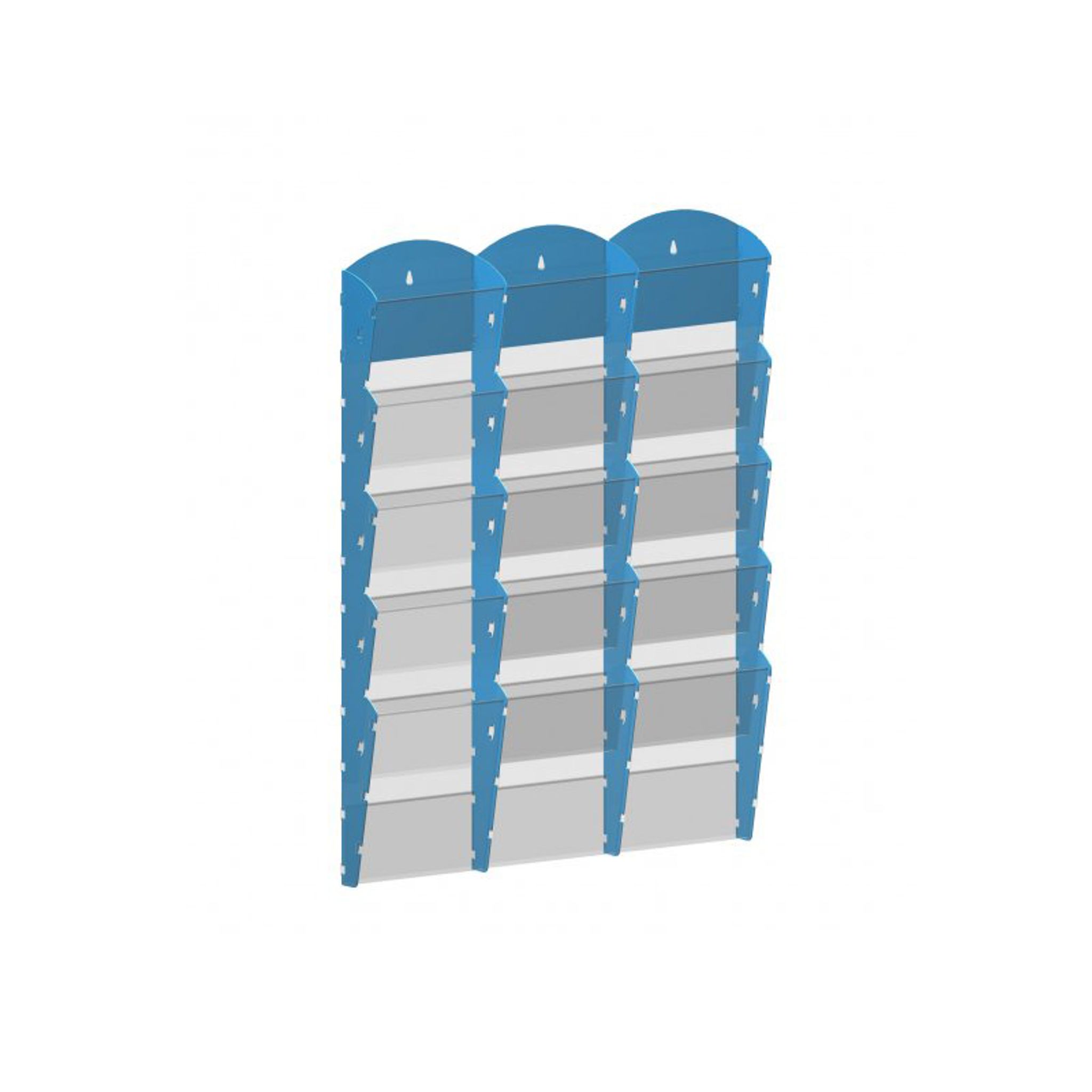 Nástěnný plastový zásobník na prospekty - 3 x 5 A5, modrý