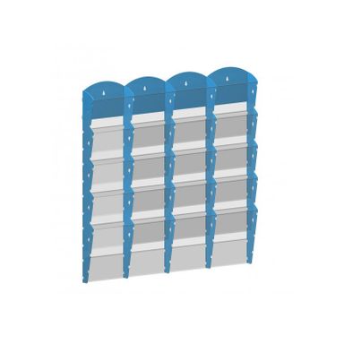 Nástěnný plastový zásobník na prospekty - 4 x 5 A4, modrý