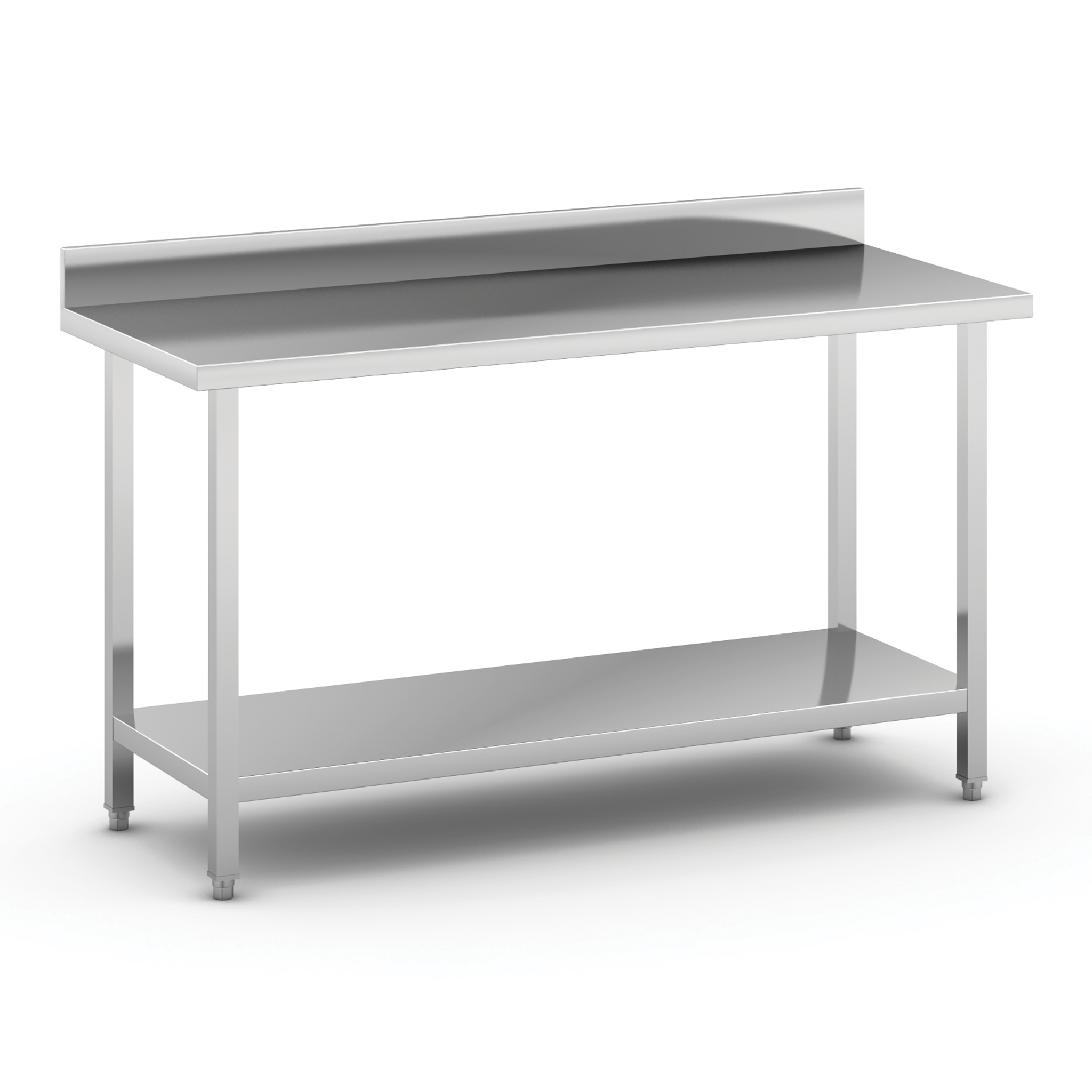 Nerezový pracovný stôl s policou a ohrádkou, 1500 x 600 x 850 mm