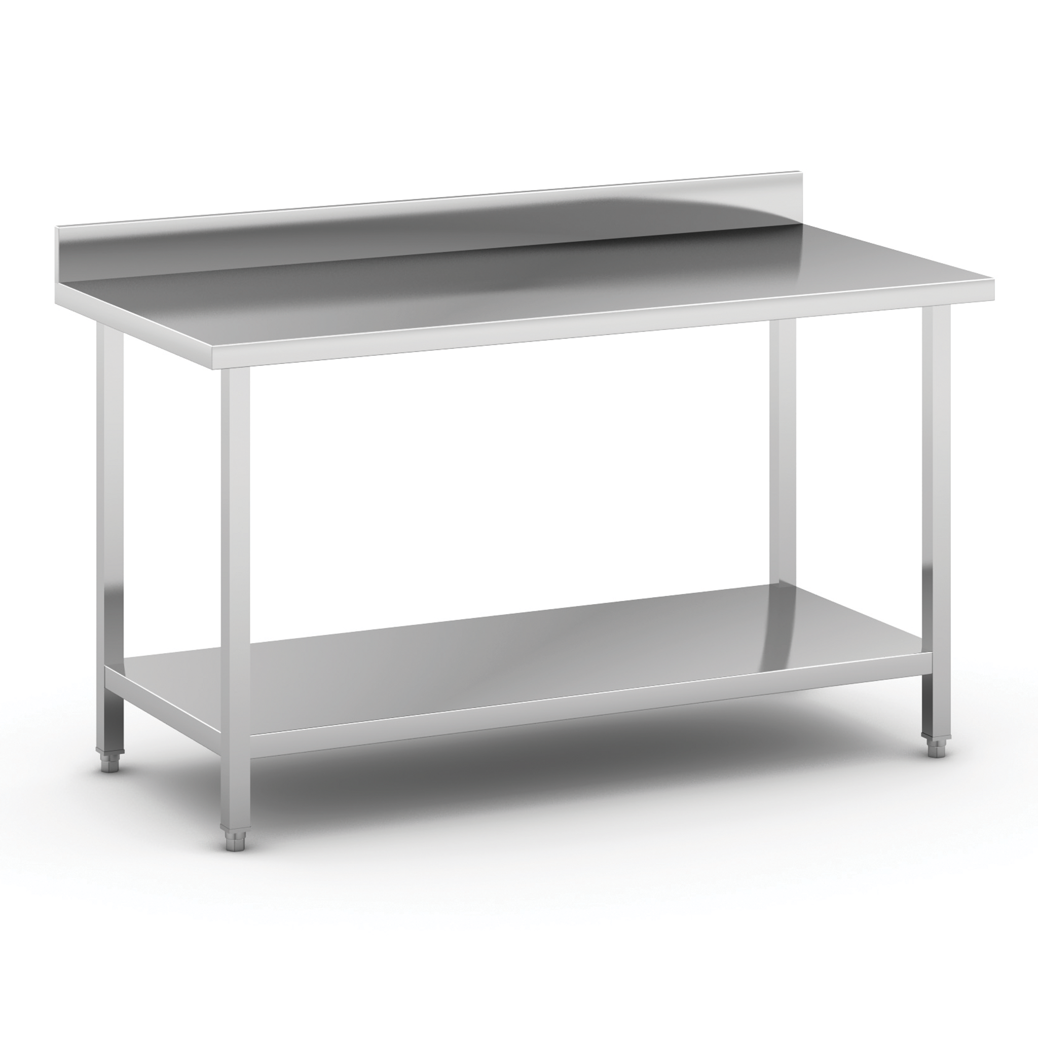 Nerezový pracovný stôl s policou a ohrádkou, 1500 x 700 x 850 mm