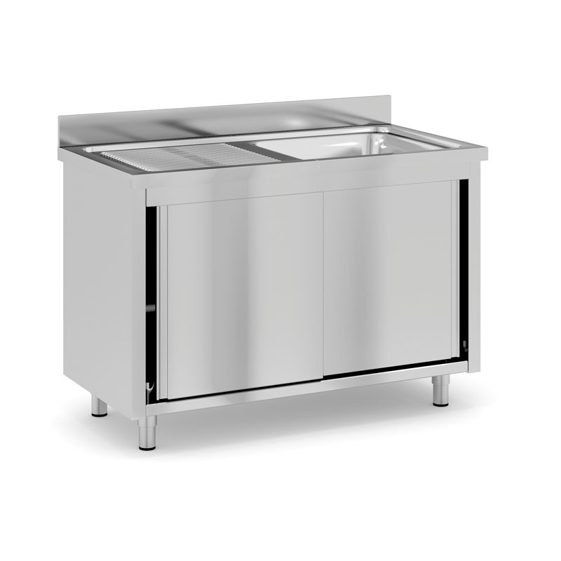 Fotografia produktu: Nerezový umývací stôl so skrinkou, 1 drez, 1200 x 600 x 850 mm