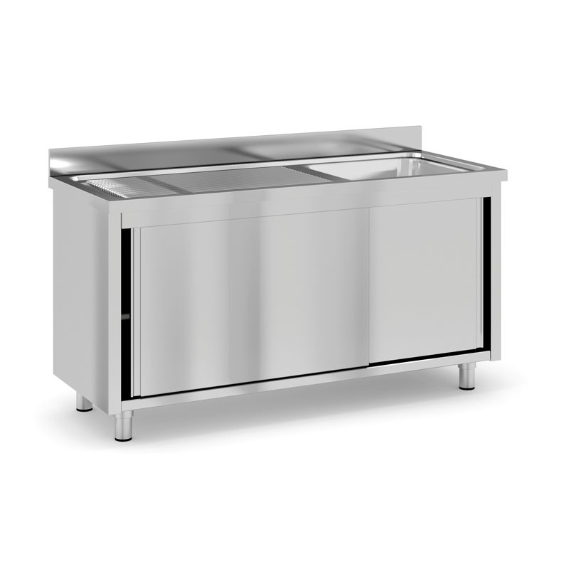 Fotografia produktu: Nerezový umývací stôl so skrinkou, 1 drez, 1600 x 600 x 850 mm