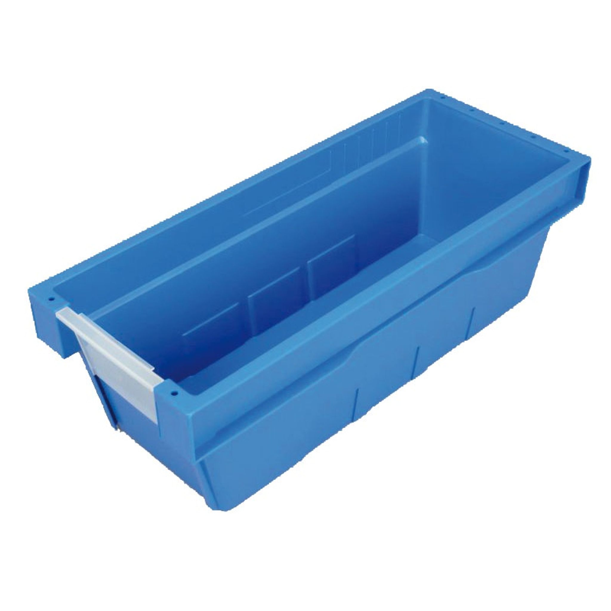 Nestbare Transportkiste mit transparenter Frontseite 490 x 200 x 160 mm, blau