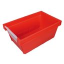 Nestbare Transportkiste mit transparenter Frontseite, 490 x 300 x 210 mm, rot