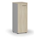 Niedriger Büroschrank mit Tür PRIMO GRAY, 1087 x 400 x 420 mm, grau/eiche natur