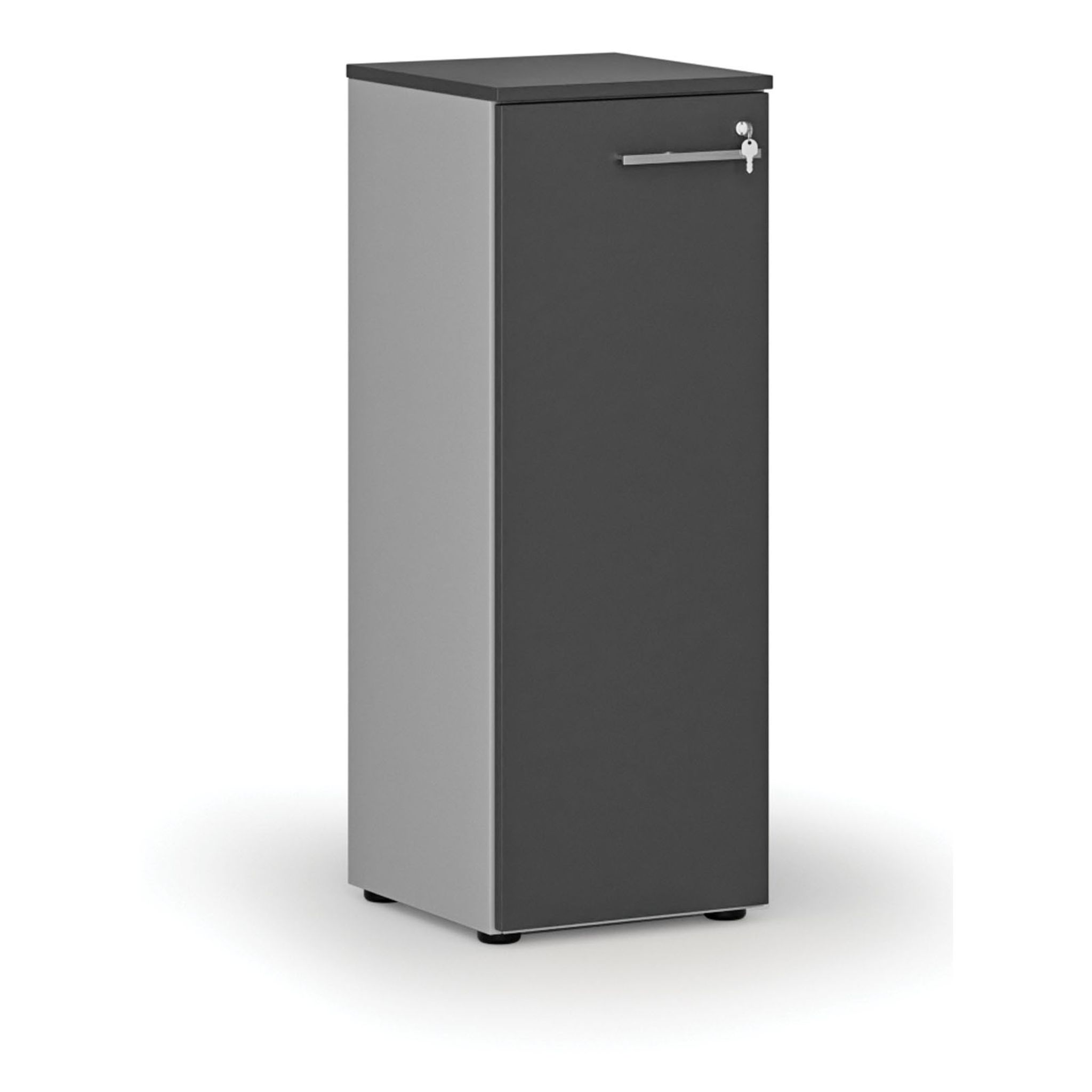 Niedriger Büroschrank mit Tür PRIMO GRAY, 400 x 420 x 1087 mm, grau/Graphit