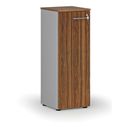 Niedriger Büroschrank mit Tür PRIMO GRAY, 400 x 420 x 1087 mm, grau/Nussbaum