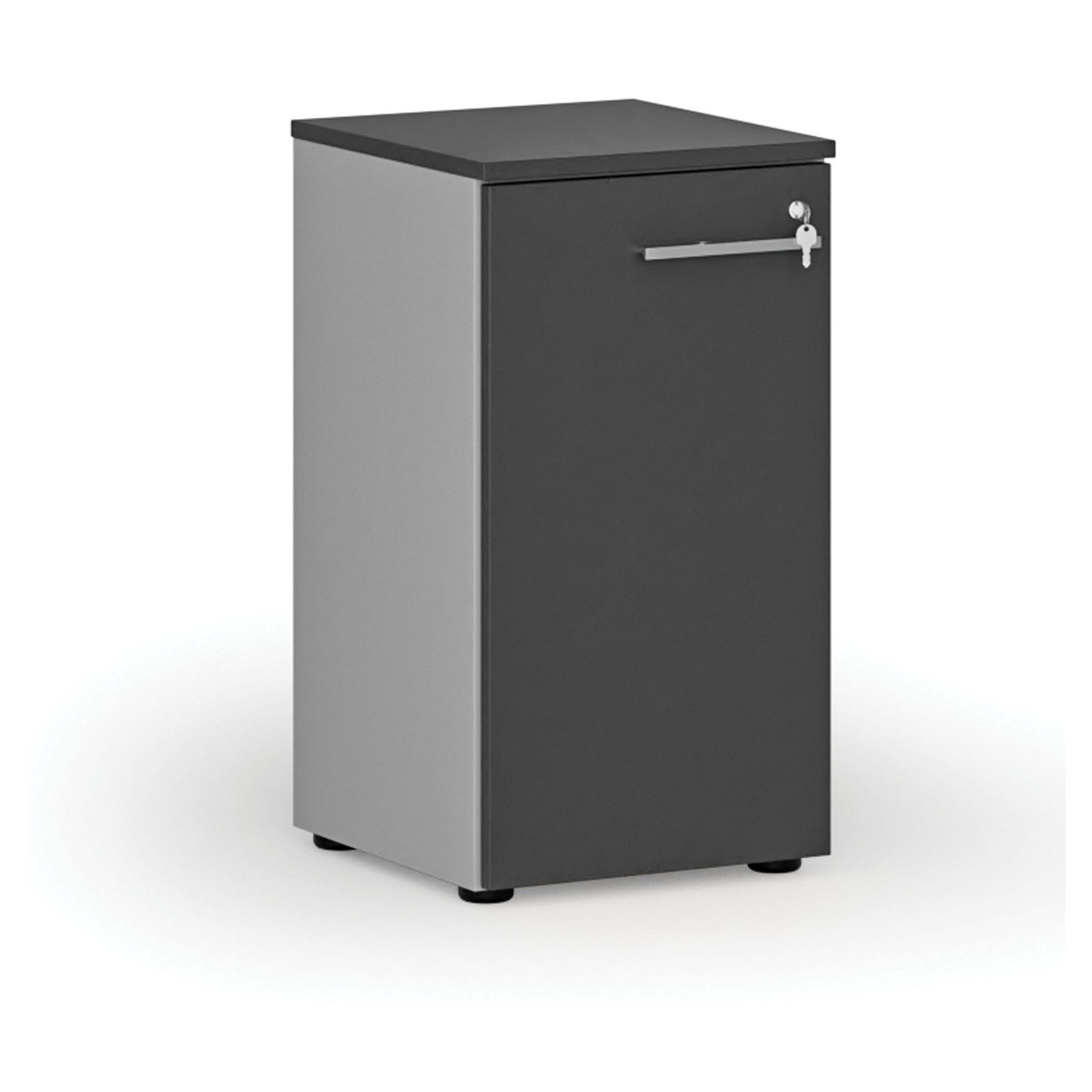 Niedriger Büroschrank mit Tür PRIMO GRAY, 400 x 420 x 740 mm, grau/Graphit