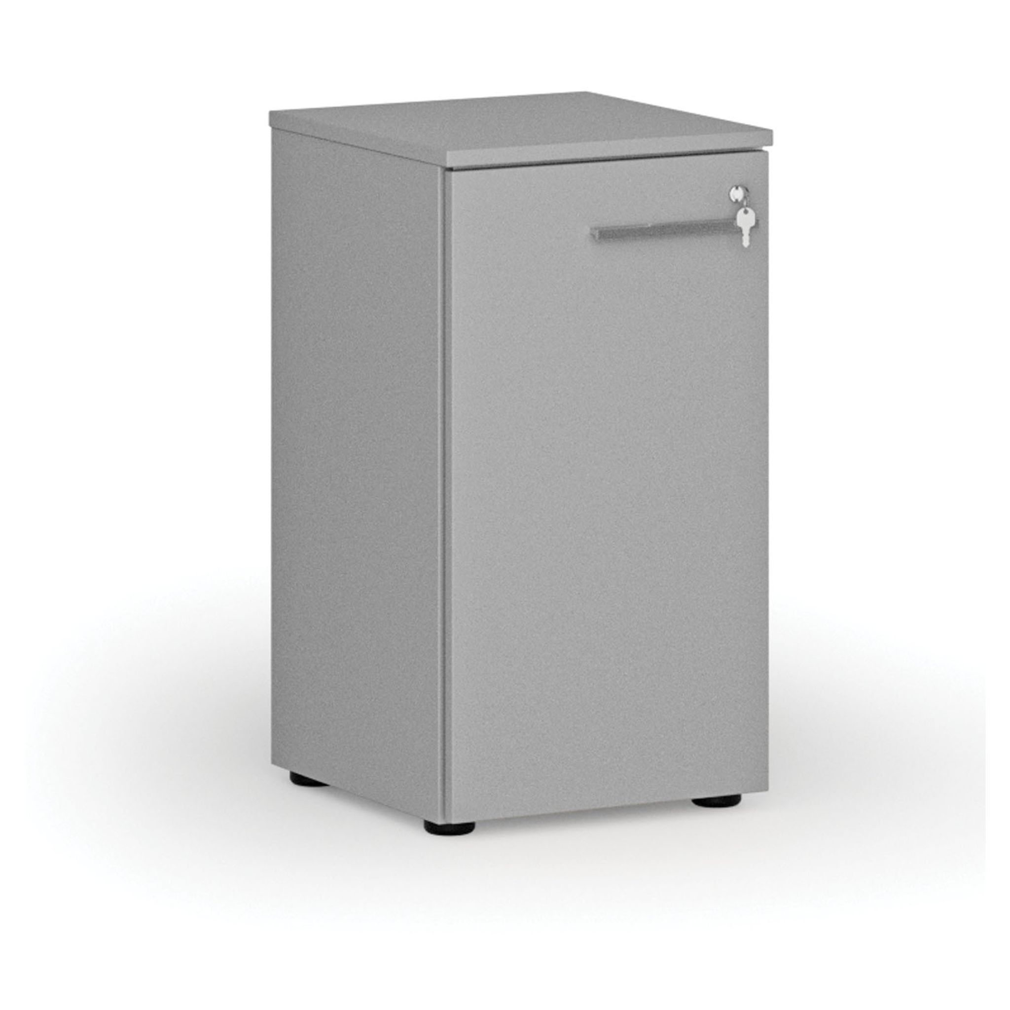 Niedriger Büroschrank mit Tür PRIMO GRAY, 740 x 400 x 420 mm, grau