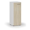 Niedriger Büroschrank mit Tür PRIMO WHITE, 400 x 420 x 1087 mm, weiß/Eiche natur