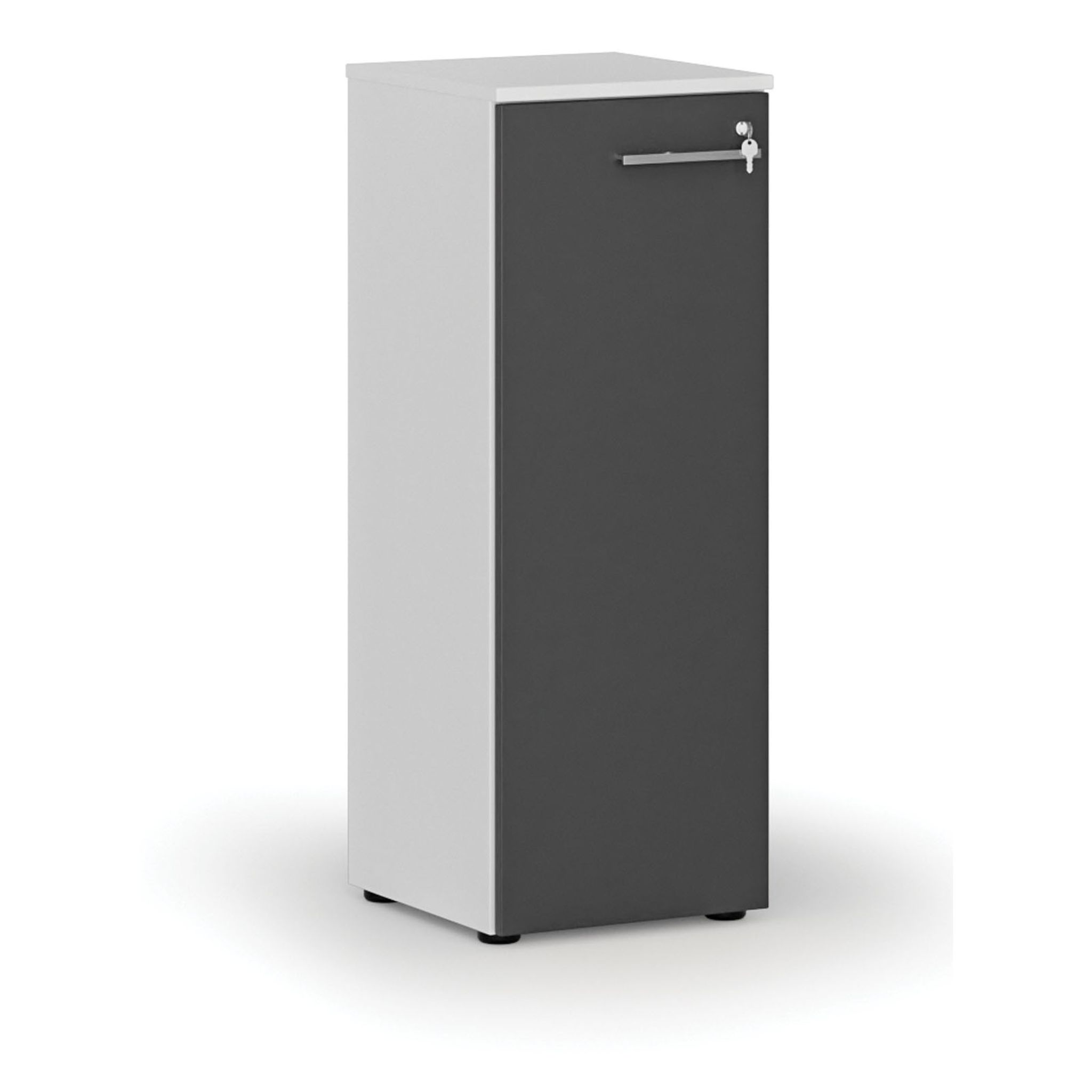 Niedriger Büroschrank mit Tür PRIMO WHITE, 400 x 420 x 1087 mm, weiß/Graphit